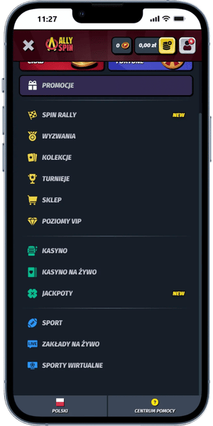 AllySpin menu główne